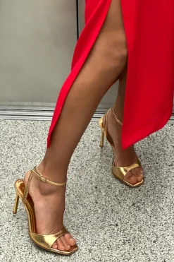 Fashion SANDALIA METALIZADA TACÓN PULSERA Mujer Zapatos