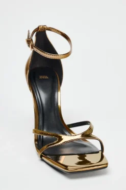 Fashion SANDALIA METALIZADA TACÓN OVALADO Mujer Zapatos