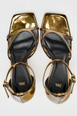 Fashion SANDALIA METALIZADA TACÓN OVALADO Mujer Zapatos