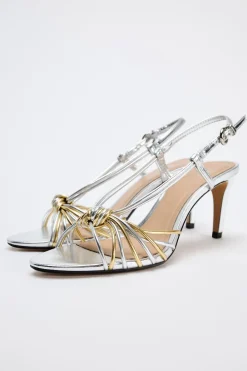 Outlet SANDALIA METALIZADA TIRAS NUDO Mujer Zapatos