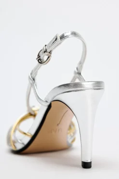 Outlet SANDALIA METALIZADA TIRAS NUDO Mujer Zapatos