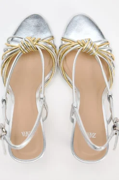 Outlet SANDALIA METALIZADA TIRAS NUDO Mujer Zapatos