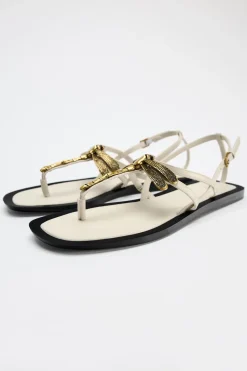 New SANDALIA PLANA ADORNO Mujer Zapatos