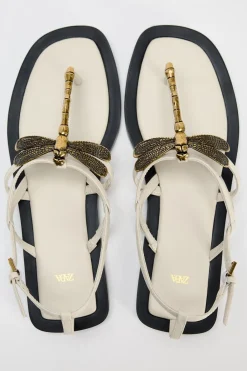 New SANDALIA PLANA ADORNO Mujer Zapatos