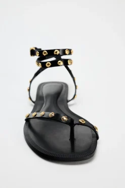 Fashion SANDALIA PLANA ADORNOS Mujer Zapatos