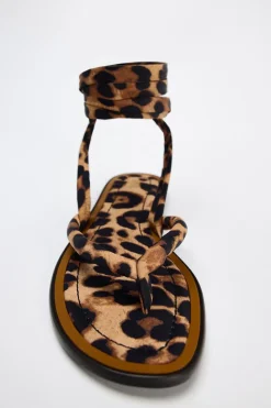 New SANDALIA PLANA ESTAMPADO ANIMAL Mujer Zapatos