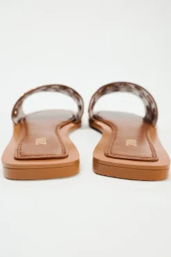 Clearance SANDALIA PLANA PIEL APLIQUES METÁLICOS Mujer Zapatos