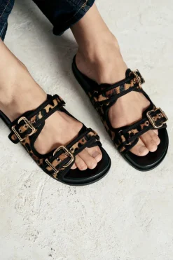 Clearance SANDALIA PLANA PIEL ESTAMPADO ANIMAL Mujer Zapatos