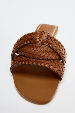 Fashion SANDALIA PLANA PIEL TRENZADA Mujer Zapatos