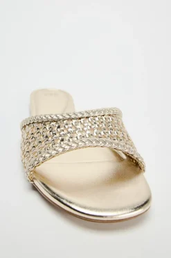 Online SANDALIA PLANA TRENZADA METALIZADA Mujer Zapatos