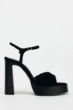 Best SANDALIA PLATAFORMA EFECTO TERCIOPELO Mujer Zapatos