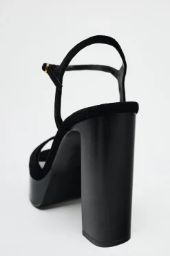 Best SANDALIA PLATAFORMA EFECTO TERCIOPELO Mujer Zapatos