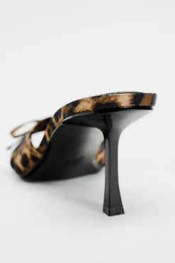 New SANDALIA TACÓN ESTAMPADO ANIMAL Mujer Zapatos