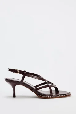 Online SANDALIA TACÓN PIEL PESPUNTE Mujer Zapatos