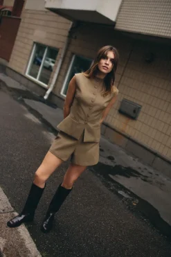 Discount SHORTS CUADROS TIRO ALTO Mujer Faldas / Shorts