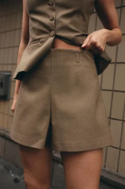 Discount SHORTS CUADROS TIRO ALTO Mujer Faldas / Shorts