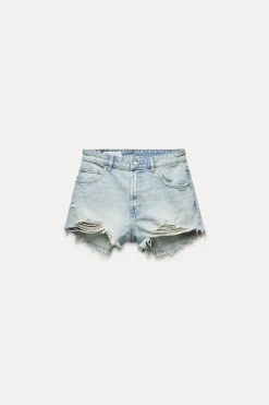 Fashion SHORTS DENIM TRF CURVED TIRO ALTO ROTOS Mujer Faldas / Shorts