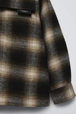 Niños ZARA 6 - 14 Años·Camisas / Sobrecamisas<SOBRECAMISA ACOLCHADA CUADROS CAPUCHA