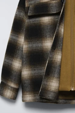 Niños ZARA 6 - 14 Años·Camisas / Sobrecamisas<SOBRECAMISA ACOLCHADA CUADROS CAPUCHA