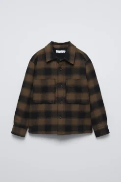 Niños ZARA 6 - 14 Años·Camisas / Sobrecamisas<SOBRECAMISA CUADROS BORREGUILLO