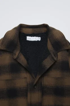 Niños ZARA 6 - 14 Años·Camisas / Sobrecamisas<SOBRECAMISA CUADROS BORREGUILLO