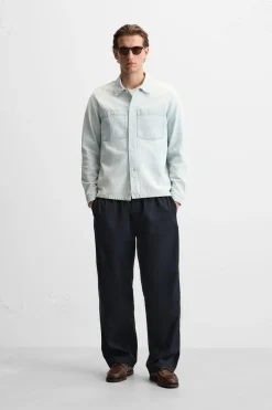 Sale SOBRECAMISA DENIM BOLSILLOS Hombre Sobrecamisas