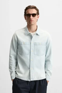 Sale SOBRECAMISA DENIM BOLSILLOS Hombre Sobrecamisas