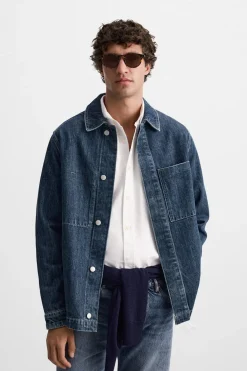 Clearance SOBRECAMISA DENIM BOLSILLOS Hombre Sobrecamisas