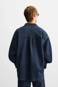 Fashion SOBRECAMISA DENIM BOLSILLO Hombre Sobrecamisas