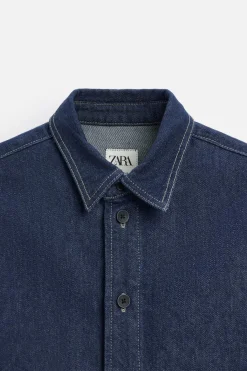 Fashion SOBRECAMISA DENIM BOLSILLO Hombre Sobrecamisas