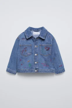 Niños ZARA 1½ - 6 Años·Camisas|1½ - 6 Años·Jeans / Denim<SOBRECAMISA DENIM BORDADOS