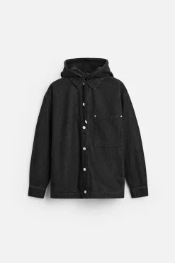 Fashion SOBRECAMISA DENIM CAPUCHA COMBINADA Hombre Sobrecamisas
