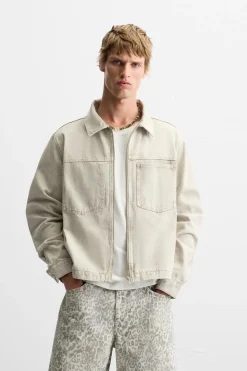 Clearance SOBRECAMISA DENIM CROPPED FIT Hombre Sobrecamisas