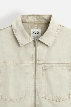 Clearance SOBRECAMISA DENIM CROPPED FIT Hombre Sobrecamisas