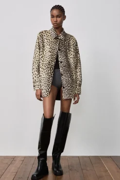 Sale SOBRECAMISA EFECTO PELO ESTAMPADO ANIMAL Mujer Chaquetas / Cazadoras