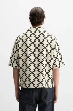 Fashion SOBRECAMISA ESTAMPADO GEOMÉTRICO Hombre Camisas|Sobrecamisas