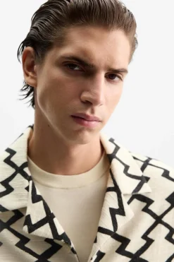 Fashion SOBRECAMISA ESTAMPADO GEOMÉTRICO Hombre Camisas|Sobrecamisas