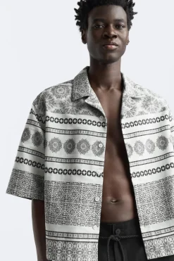 Outlet SOBRECAMISA JACQUARD GEOMÉTRICO Hombre Camisas