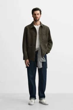 New SOBRECAMISA LANA BOLSILLOS Hombre Sobrecamisas