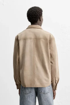 Outlet SOBRECAMISA PIEL ANTE Hombre Piel|Sobrecamisas