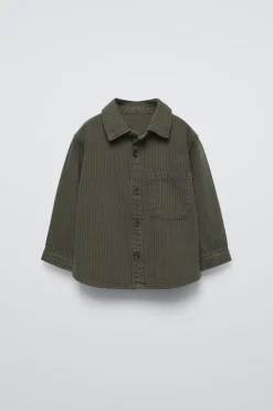 Niños ZARA 1½ - 6 Años·Camisas / Sobrecamisas<SOBRECAMISA RAYAS PARCHE