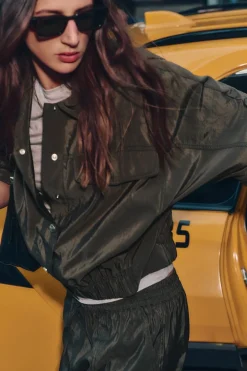 Clearance SOBRECAMISA SATINADA BAJO ELÁSTICO Mujer Chaquetas / Cazadoras|Camisas / Blusas