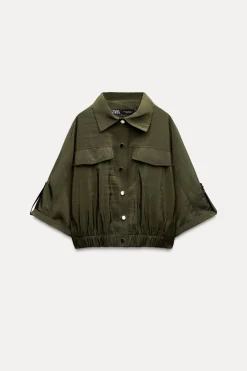 Clearance SOBRECAMISA SATINADA BAJO ELÁSTICO Mujer Chaquetas / Cazadoras|Camisas / Blusas