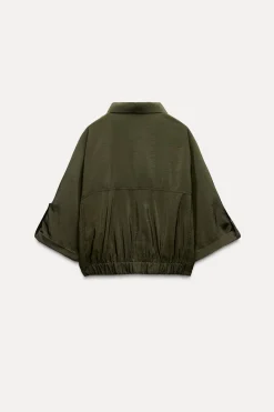 Clearance SOBRECAMISA SATINADA BAJO ELÁSTICO Mujer Chaquetas / Cazadoras|Camisas / Blusas