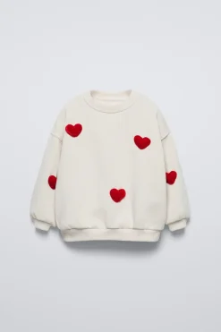 Niños ZARA 1½ - 6 Años·Sudaderas|6 - 18 Meses·Sudaderas<SUDADERA APLIQUE CORAZONES