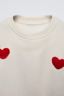 Niños ZARA 1½ - 6 Años·Sudaderas|6 - 18 Meses·Sudaderas<SUDADERA APLIQUE CORAZONES