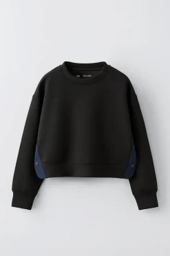 Niños ZARA 6 - 14 Años·Sudaderas|6 - 14 Años·Deporte / Jogging<SUDADERA BANDAS SNAPS CROP FIT