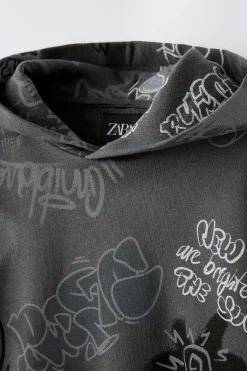 Niños ZARA 6 - 14 Años·Sudaderas<SUDADERA CAPUCHA GRAFITTI