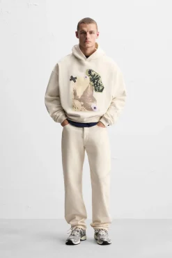 Clearance SUDADERA CAPUCHA PARCHES COMBINADOS Hombre Sudaderas