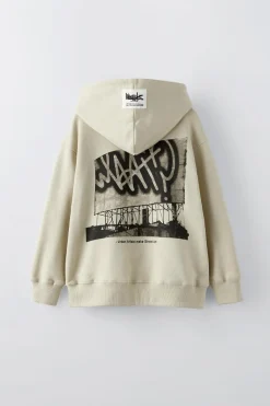 Niños ZARA 6 - 14 Años·Sudaderas<SUDADERA CAPUCHA TEXTO